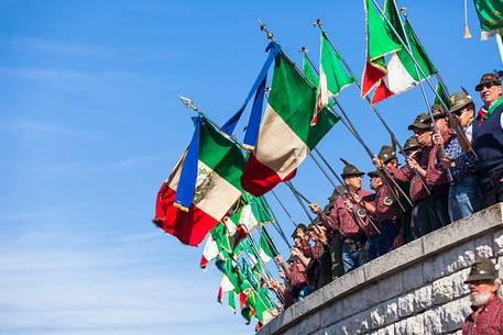 Tricolore flags raised during the commemoration of the fallen Cima Grappa