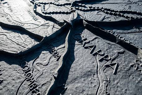 Map of the Great War in the surroundings of Monte Grappa, which is located on the monument of Cima Grappa