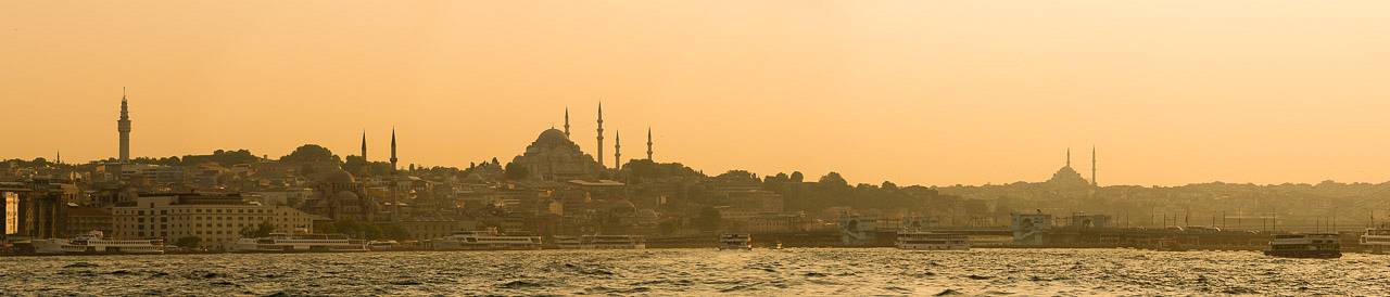 Istanbul skyline seen from the Bosphorus Strait