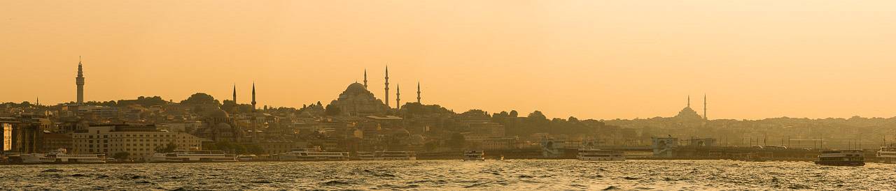 Istanbul skyline seen from the Bosphorus Strait