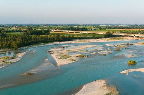 Piave river, aerial view