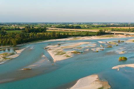 Piave river, aerial view