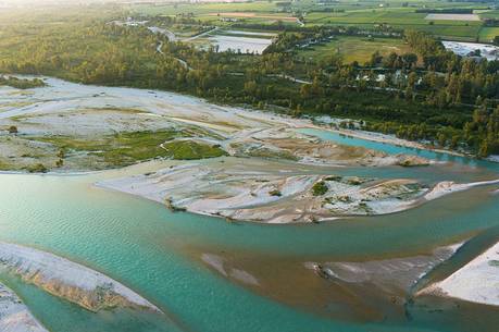 Piave river, aerial view