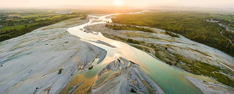 Piave river, aerial view