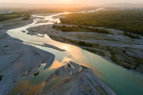 Piave river, aerial view