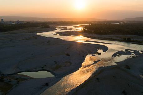 Piave river, aerial view