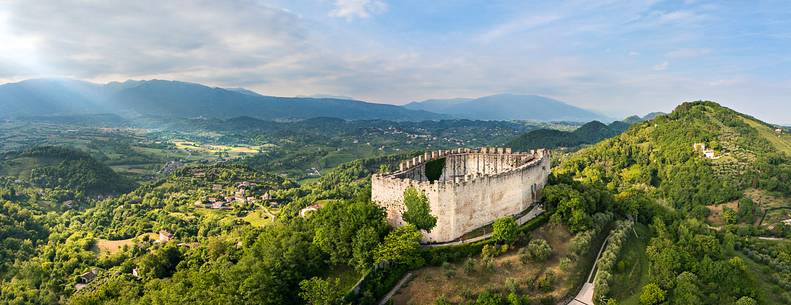 Aerial view of the Rock of Asolo