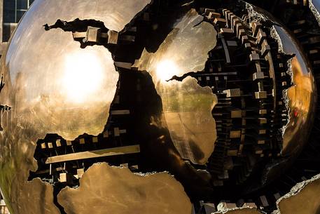 Sphere in sphere by Arnaldo Pomodoro in the Cortile della Pigna, Vatican Museums