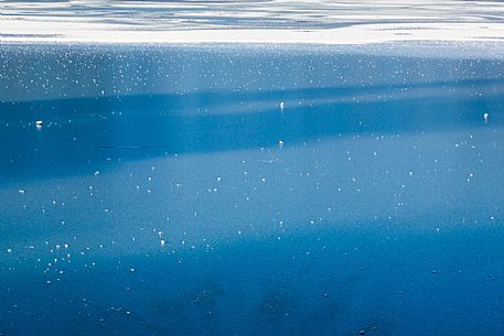Ice detail at Fusine Lakes, Julian Alps, Italy