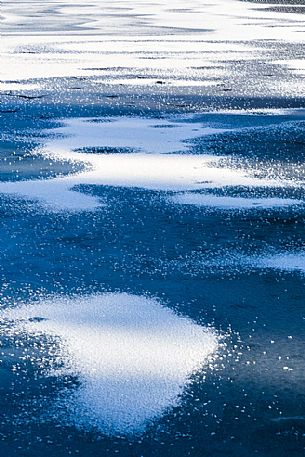 Ice detail at Fusine Lakes, Julian Alps, Italy