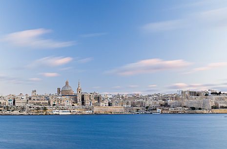 Panoramic view of Valletta with the St. Pauls Cathedral and Charmelite Church, Malta