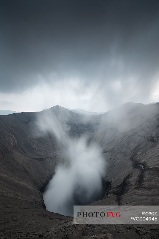 Smoking volcano Bromo, Bromo Tengger Semeru National Park, Isle of Java.