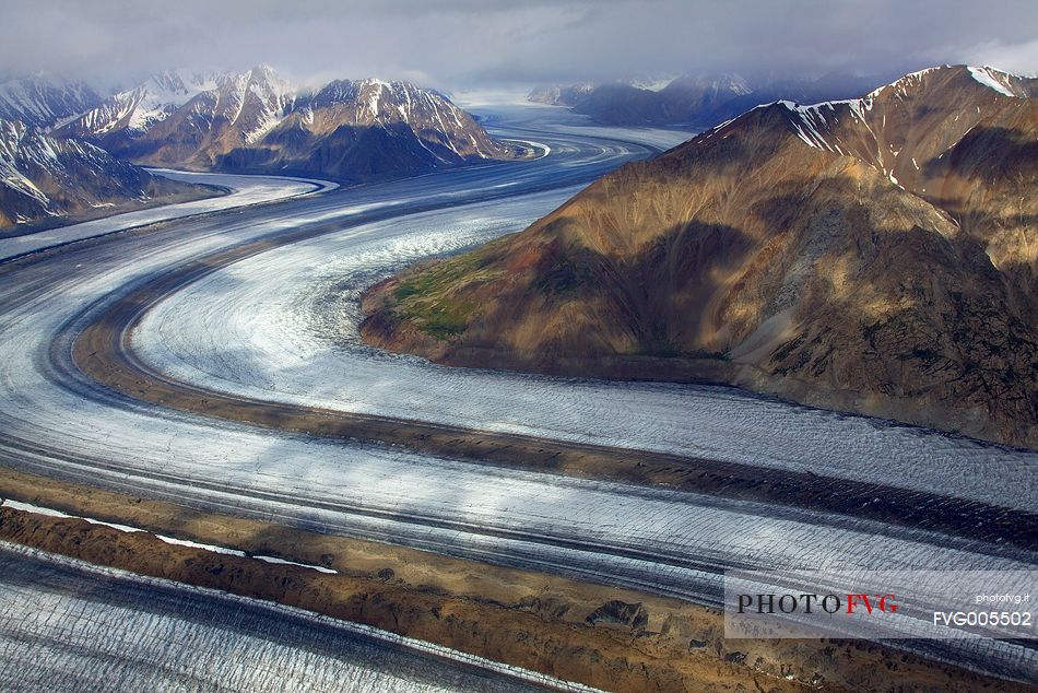 An aerial view of the majestic Kluane National Park, between Alaska and Yukon Territory.