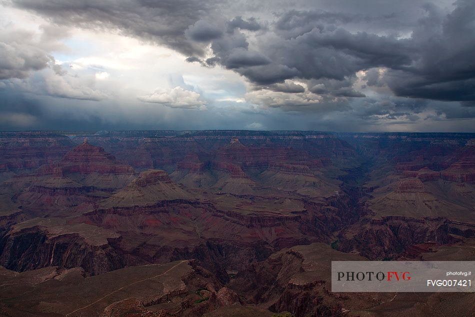 An evening storm over the Grand Canyon, Arizona.