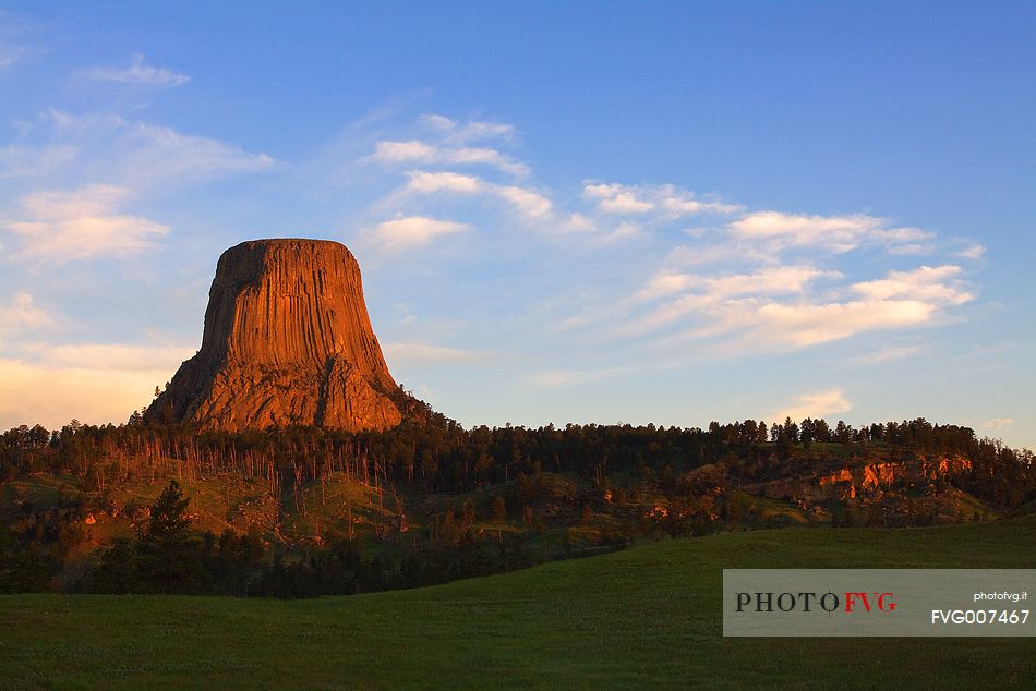 Sunrise at Devil's Tower National Monument, South Dakota.