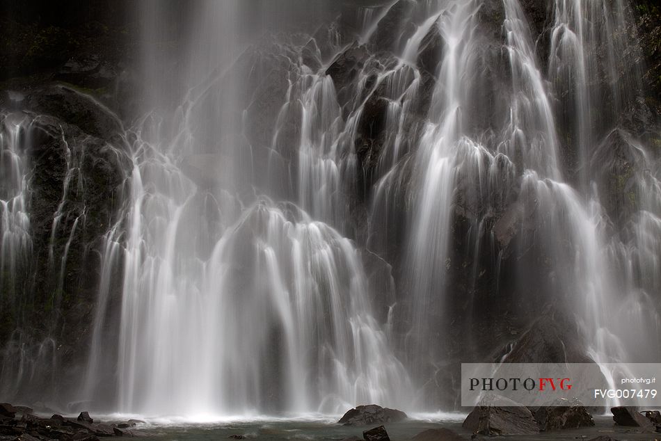 A detail of the Bridal Veil Falls, Alaska.