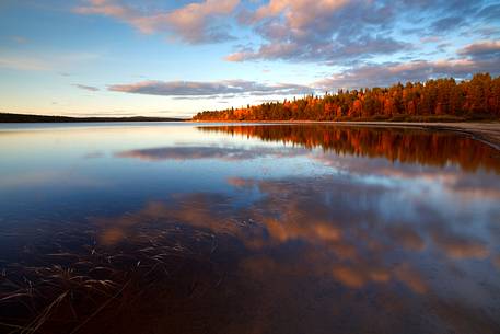 Autumnal sunset in finnish Lapland.