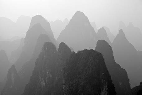 Mysterious mountains in Yangshuo region, China.