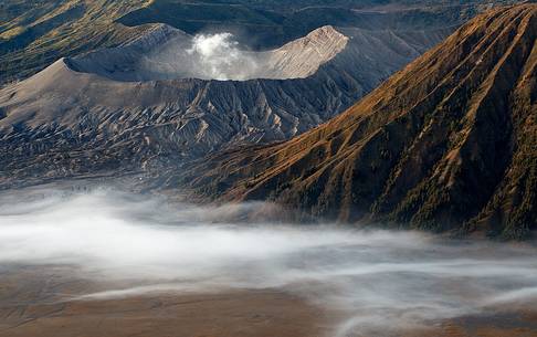 Smoking volcano Bromo, Bromo Tengger Semeru National Park, Isle of Java.