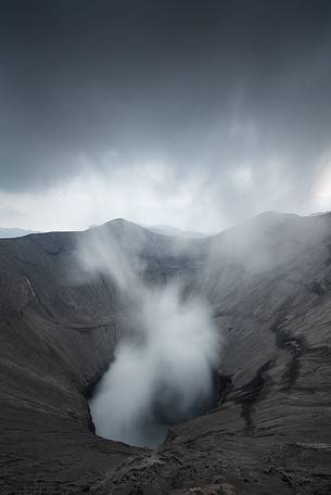 Smoking volcano Bromo, Bromo Tengger Semeru National Park, Isle of Java.