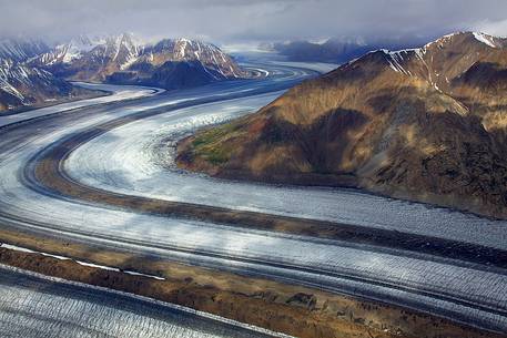 An aerial view of the majestic Kluane National Park, between Alaska and Yukon Territory.