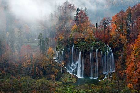 The incredible autumn colors and waterfalls of Plitvice National Park, Croatia.