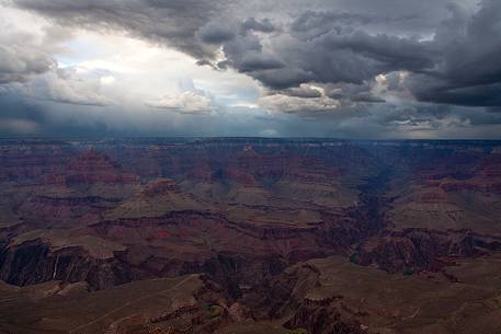 An evening storm over the Grand Canyon, Arizona.