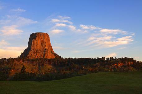 Sunrise at Devil's Tower National Monument, South Dakota.