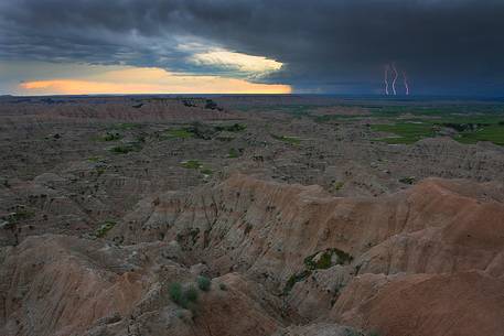 Storm in the distance in Badlands National Park, South Dakota