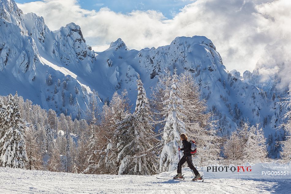 Julian Alps, the path that crosses the slopes of Mount Prasnig