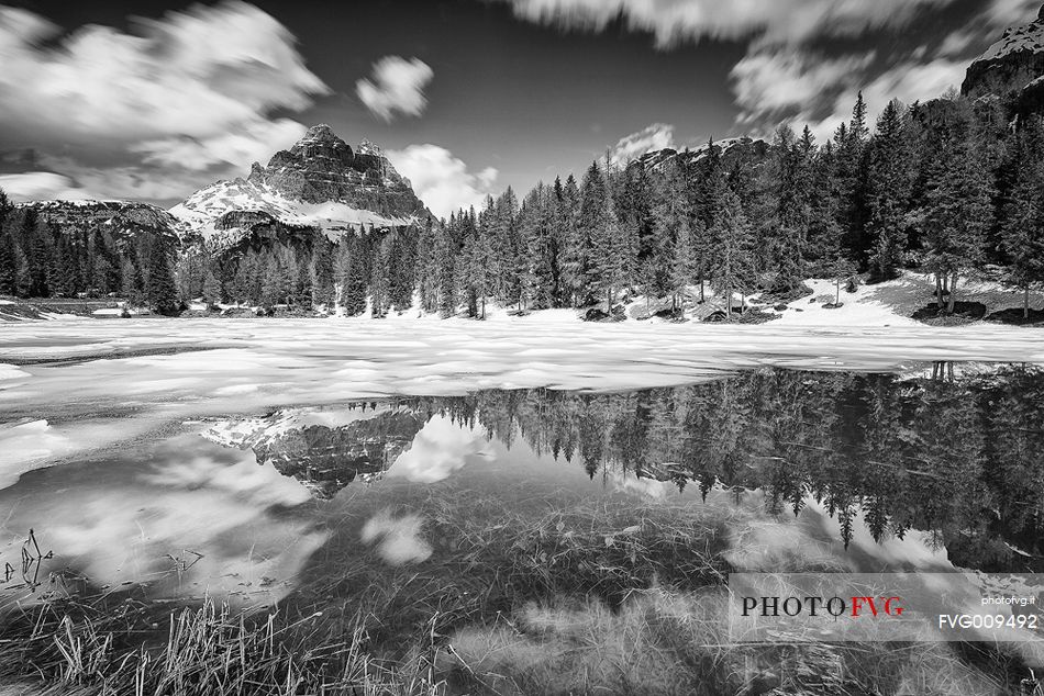 The lake Antorno (sometimes Antorno Lake) is a small lake located about 2 km north of the more famous Lake Misurina