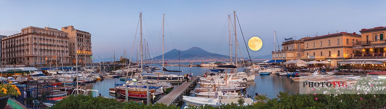 view from Naples to Vesuvio volcano