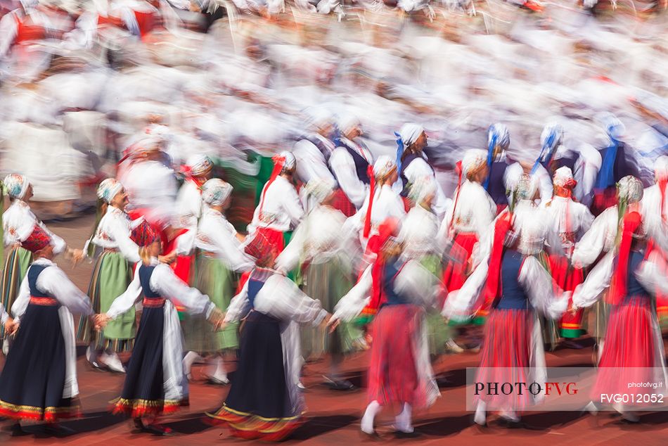 This is the story of time manifesting itself in our ancestors heritage and us shaping our time through our own touches, contacts, caresses and impacts.
Song and dance celebrations are an old and very important tradition for Estonia and Estonians (the first song celebration took place in 1869 and the first dance celebration in 1934) and these celebrations are nowadays held every five years. In 2003 our tradition of song and dance celebrations was entered to UNESCOs List of Intangible Cultural Heritage.