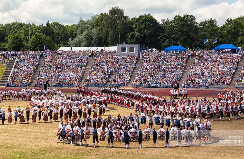 This is the story of time manifesting itself in our ancestors heritage and us shaping our time through our own touches, contacts, caresses and impacts.
Song and dance celebrations are an old and very important tradition for Estonia and Estonians (the first song celebration took place in 1869 and the first dance celebration in 1934) and these celebrations are nowadays held every five years. In 2003 our tradition of song and dance celebrations was entered to UNESCOs List of Intangible Cultural Heritage.