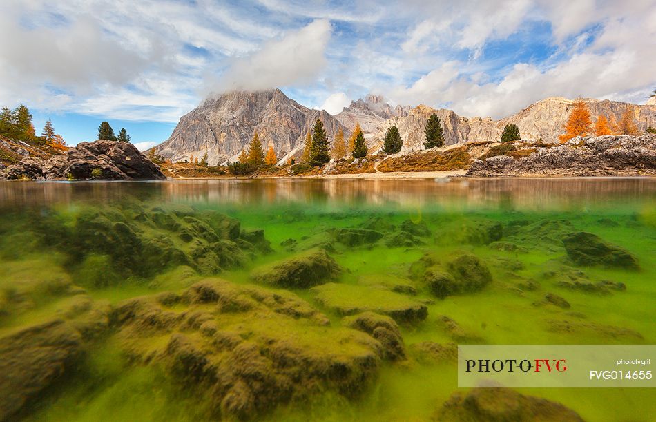 Passo Falzarego, Mount Lagazuoi and lake Limides o (Limedes)