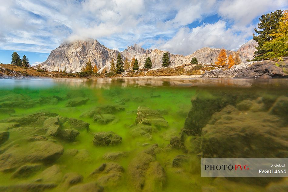 Passo Falzarego, Mount Lagazuoi and lake Limides o (Limedes)