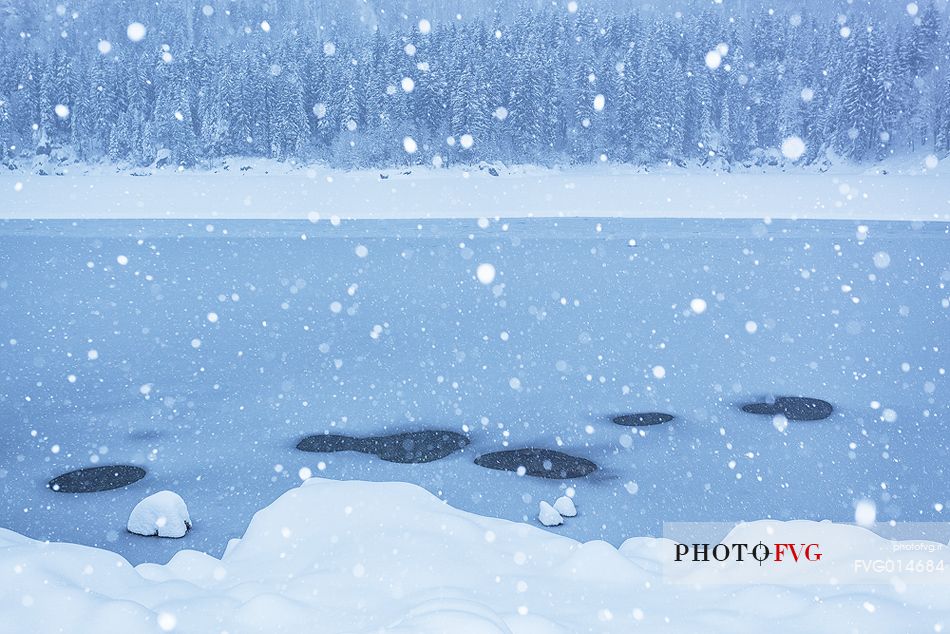 Lake Fusine in winter time