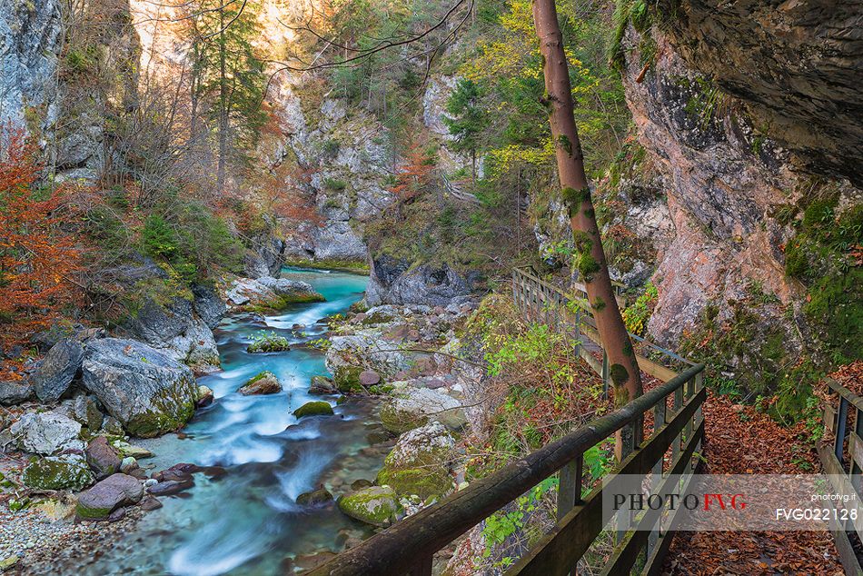 The Orrido  of Slizza is a beautiful water trail, Slizza stream, Julian Alps, Italy