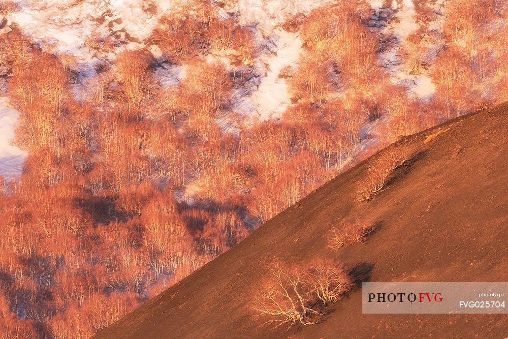 Etna, sunrise from Sartorius mountains, Sicily, Italy