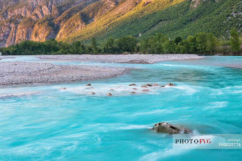 Tagliamento river at sunset, Venzone,Friuli Venezia Giulia, Italy