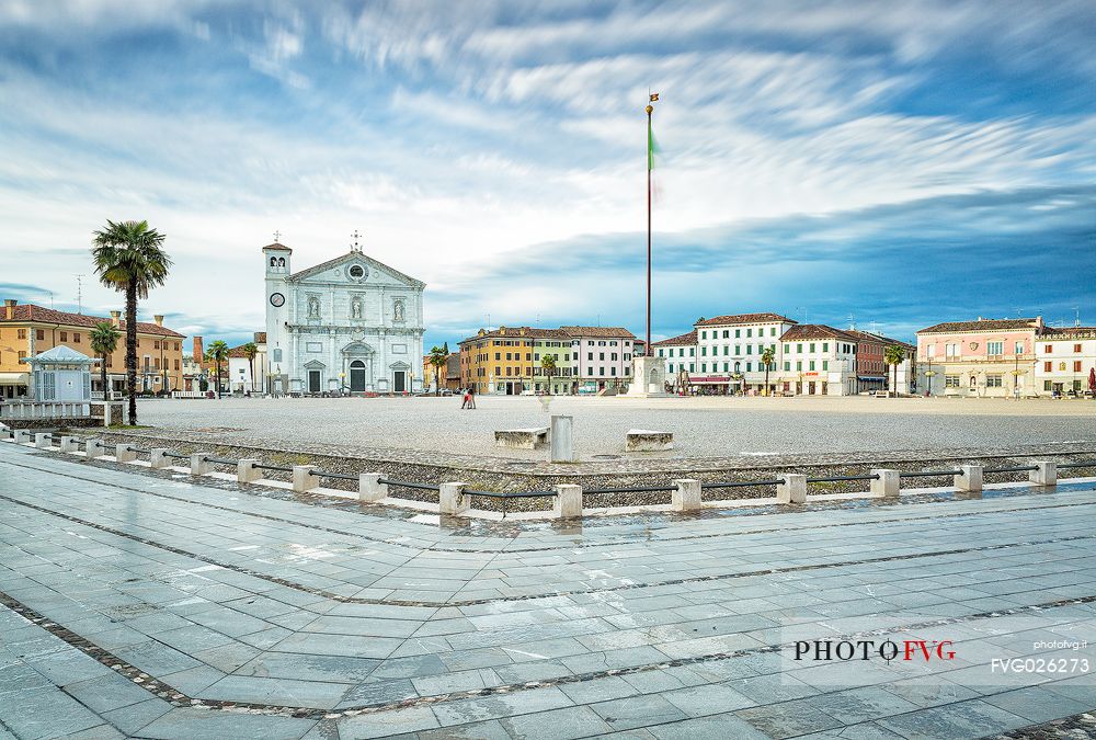 The main square Piazza Grande and the Cathedral of Palmanova, Friuli Venezia Giulia, Italy