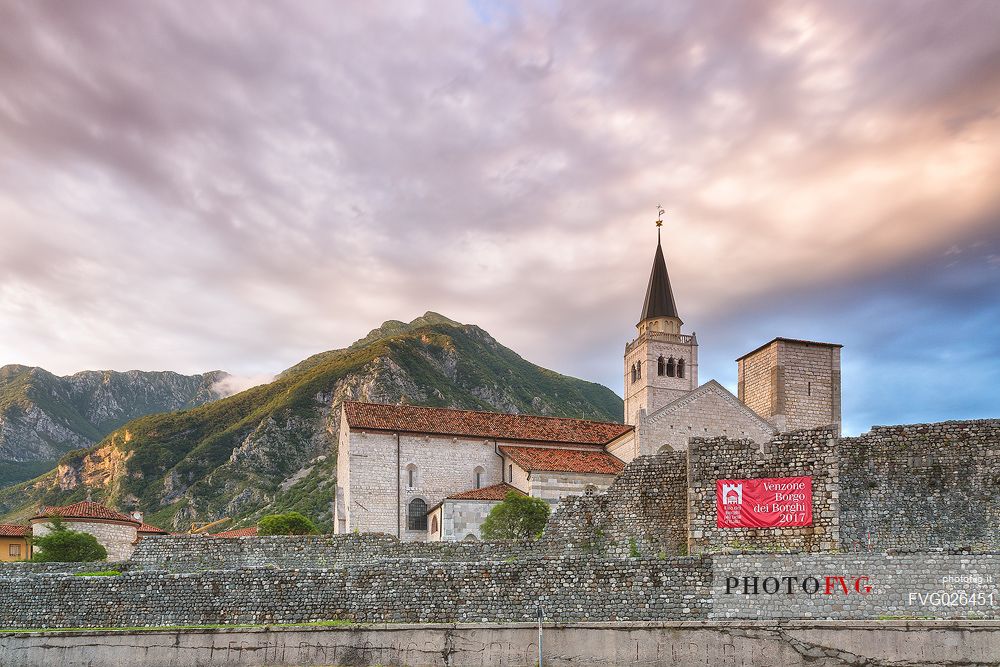 Venzone village. It was declared National Monument in 1965 as unique fortified village of the XIV century in the region, Friuli Venezia Giulia, Italy