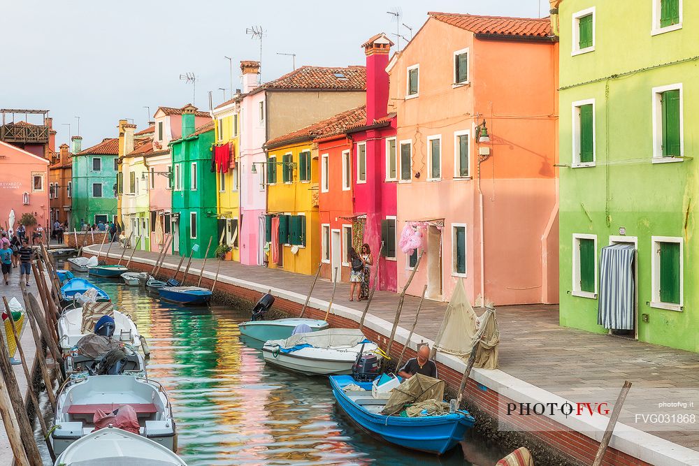 Iconic view of Burano village one of the Venetian islands, Venice, Italy