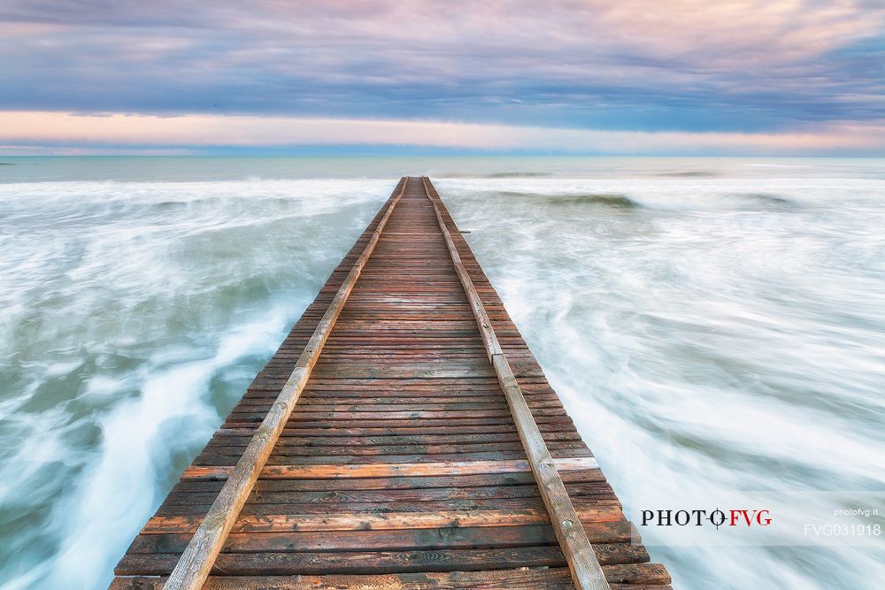 Pier in the Lido di Jesolo, a popular seaside resort near Venice, Veneto, Italy