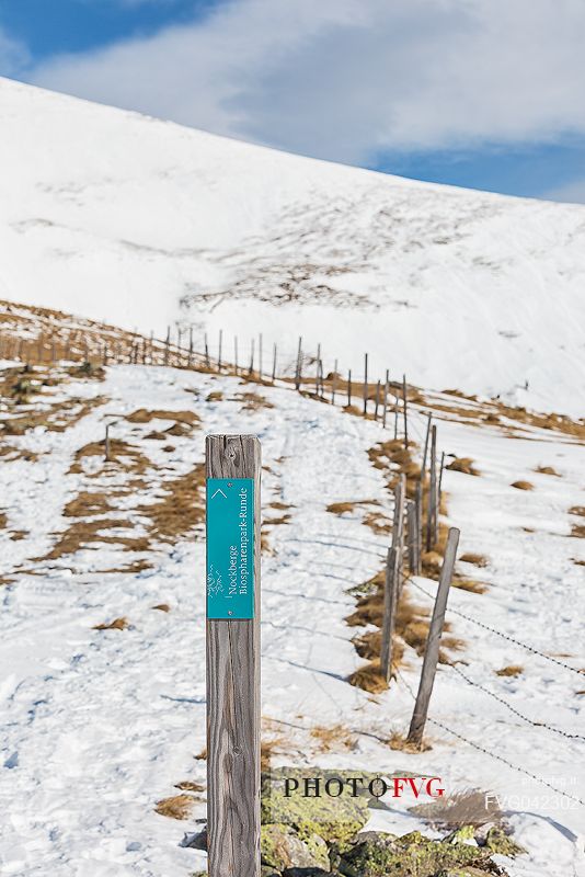 Winter trail in the Nockberge mountains range, Bad Kleinkirchheim, Carinthia, Austria, Europe