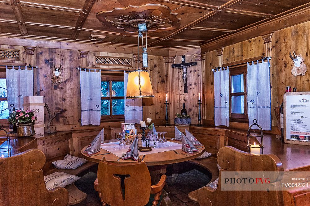 Inside view of Einkehr restaurant, a famous typical restaurant in  Bad Kleinkirchheim, Carinthia, Austria, Europe