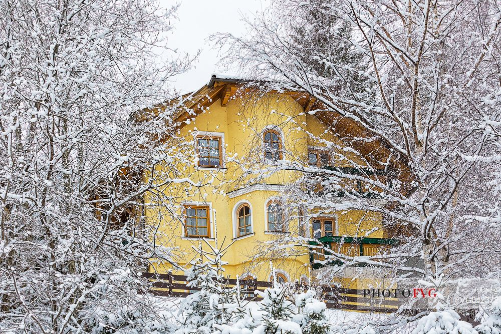 Traditional austrian house in Bad Kleinkirchheim village, Carinthia, Austria, Europe