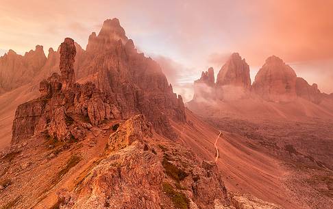 sunrise in National park of Tre Cime