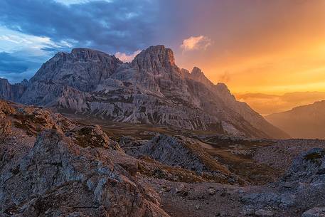 sunrise in National park of Tre Cime