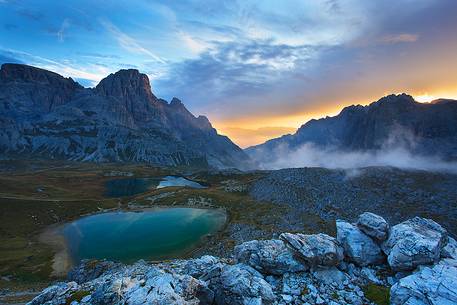 sunrise in National park of Tre Cime